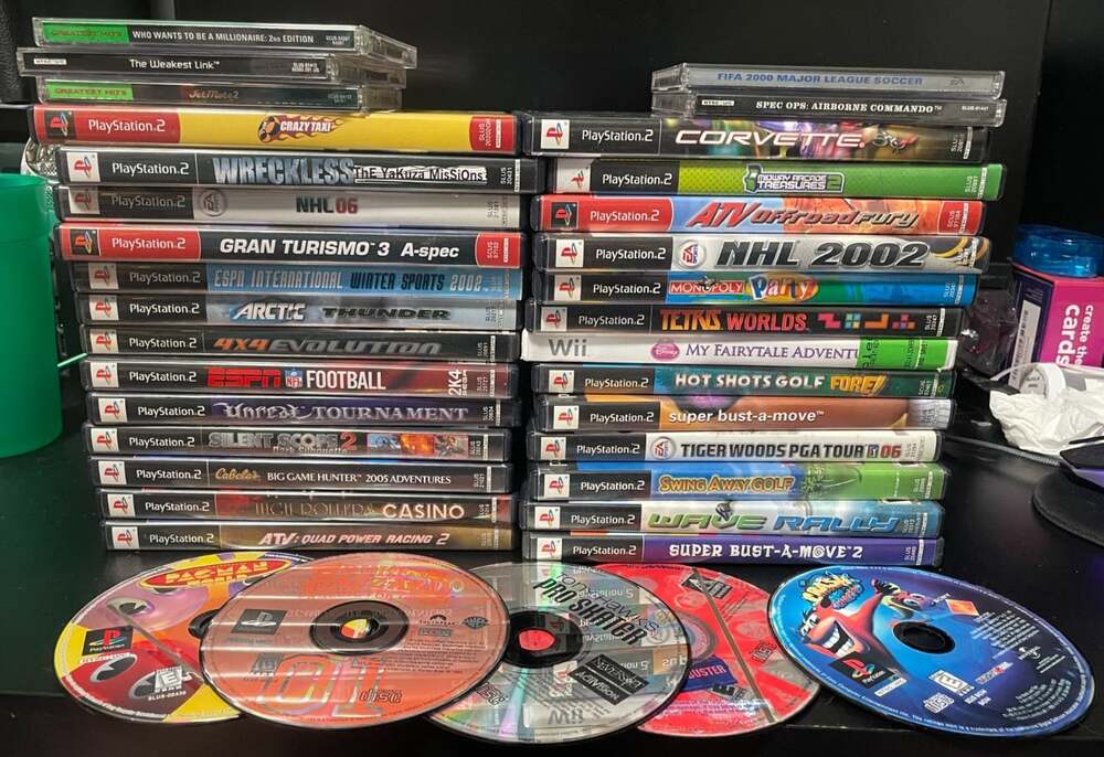 PS2 PlayStation Video Game Bundle Lot Of 35 MOST CIB Turismo Crash Corvette more